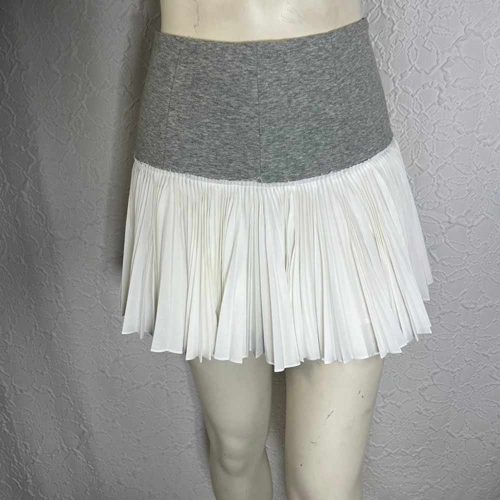 Derek Lam 10 Crosby Intermix‎ Pleated Mixed Media Mini Skirt 2